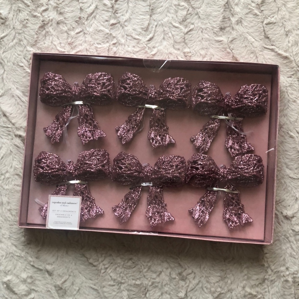 GORGEOUS Set of Pink BOW Ornaments